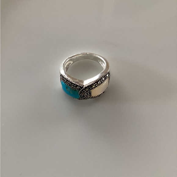 Turquoise/Mother of Pearl/Marcasite Ring - Picture 3 of 8